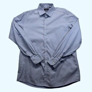 Sand Copenhagen Dress Shirt Mens L 17/43 Blue Micro Print Cotton Long Sleeve